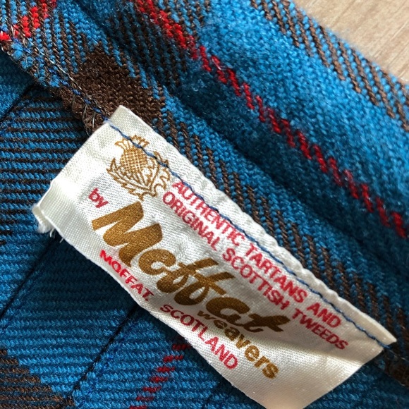 Vintage Original Scottish Tweed by Moffat Weavers Tartan Wrap Kilt in Blue - Picture 9 of 9